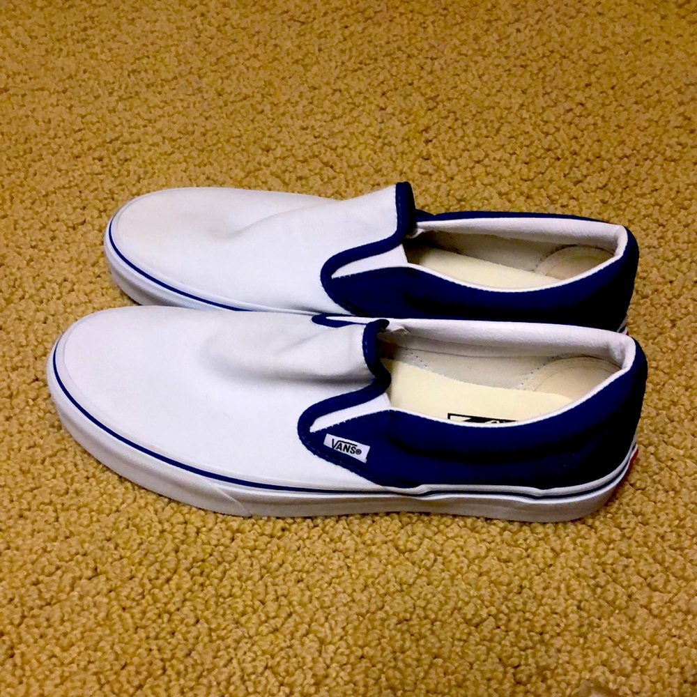 Vans blue and white Slip Ons NEVER WORN